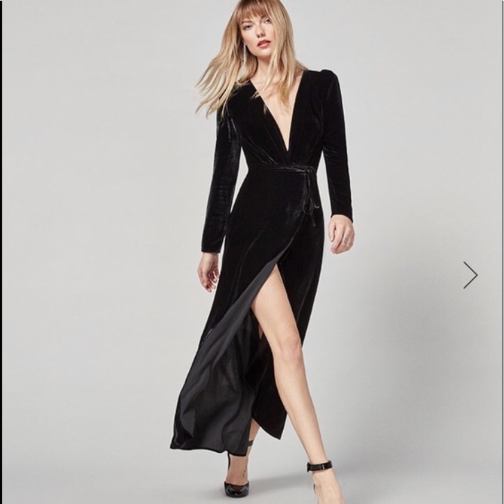 Reformation Black Long Sleeve Maxi Dress with Slit | Formal | Size XS | NWT